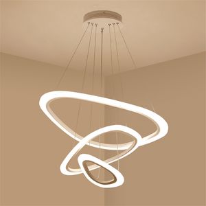 Kaffe Svart Vit Ram Modern LED Pendant Lights Aluminium Ljuskronor för vardagsrum Matsal Belysning Hängsmycke Lampa Fixtures