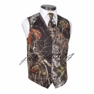 Camo Herren Hochzeitswesten Oberbekleidung Bräutigam Weste Camouflage Slim Fit Herrenwesten (Weste + Krawatte)