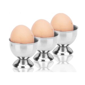 Stainless steel egg cup holder stand poachers soft hard boiled eggs tray pudding appetizers kitchen gadget Easter party tabletop decoration
