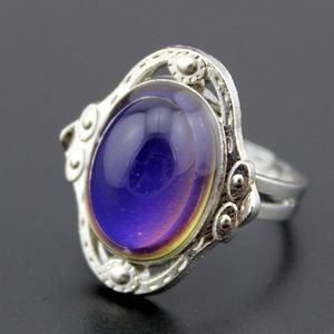 Vintage Retro Color Change Mood Ring Oval Emotion Feeling Changeable Ring Temperature Control Color Rings For Women