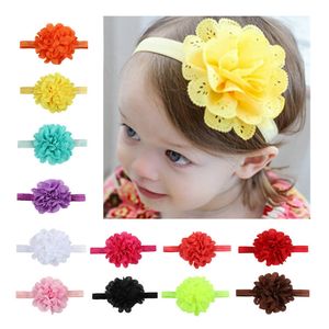 12 Colors Mixed Big Flowers Cloth Headbands Baby Children Hair Sticks Elastic Kids Accessories