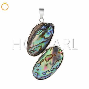 Mother of Pearl Pendant Two Abalone Shell Organic Cabochon Boho Chic Natural Seashell Jewelry 5 Pieces
