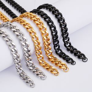 KS107310-Z misura pesante enorme 10 mm 24 pollici (60 cm) Collana a catena a maglia barbazzale lucida in acciaio inossidabile oro / argento / nero per gioielli moda uomo