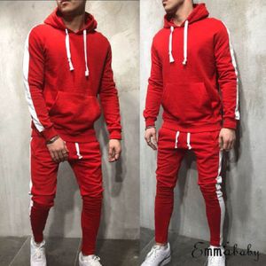 Men Fashion Casual Autumn Long Sleeve Zipper Tracksuit Jogging Top Suit Sets Pants Trouses Striped Outerwear