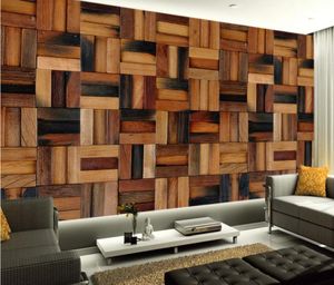 carta da parati per le pareti 3 d di soggiorno creativo tv bassa della parete di legno del grano classica europea