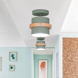 Nordic creative macarons LED ceiling lamp modern minimalist cloakroom aisle wood decor ceiling light personality porch lights I27