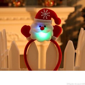 Christmas LED Luminous Headband Hairband Light Glowing Santa Claus Deer Snowman Hair Band for Kids Decoration Party Accessory Christmas Gift