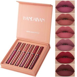 HANDAIYAN 6Colors/Sets Liquid Matte Velvet Lipstick Set Lipgloss Makeup Nude Lip Glosses Waterproof Natural Moisturizer