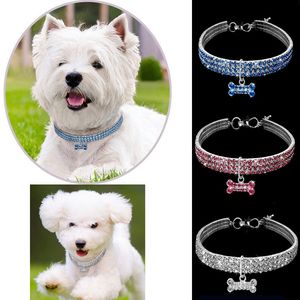 10pcs Bling strass Pet Dog Cat Collare Crystal Puppy Baby Massaggiagengive Giocattoli Chihuahua Collari Guinzaglio per cani di taglia piccola e media Mascotas Gioielli con diamanti S M L