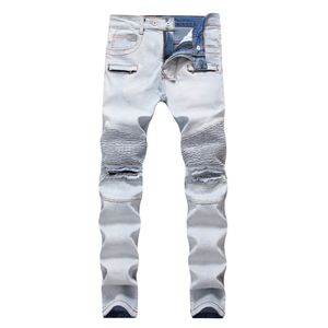 Hochwertige, zerrissene Jeans in Distressed-Optik für Herren, lange, schlanke, lässige Designer-Hosen mit Löchern, Größe 28–40, kostenloser Versand