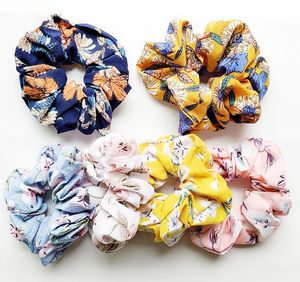 Brilhante Primavera Verão Mulheres Meninas Chiffon Rose Floral Elástica Anel Elástica Laços Acessórios Titular De Cabelo De Cabelo De Bandas De Borracha Scrunchies