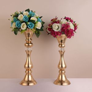 New style Metal Gold Flowers Vases Candle Holders Wedding Candlestick Road Lead Home Decoration senyu0382