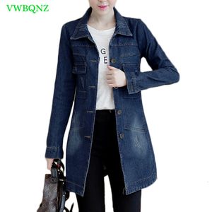 Outono inverno jaqueta jeans coreano mulheres slim longa base casaco mulheres desgastado azul marinho azul mais tamanho jeans jaquetas casacos legal 5xl a364 cj191206