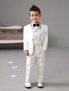 Chegada nova One Button White Boy's Smoking Formal Com Pico Lapela Crianças Smoking Três Peças Ternos Do Partido (Jacket + Pants + Vest)