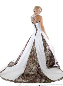 Camo Satin Wedding Dresses With Appliciques Ball Gown Long A-Line Sweetheart Pärlade spetsar Plus Size Wedding Party Brudklänningar Rea3186