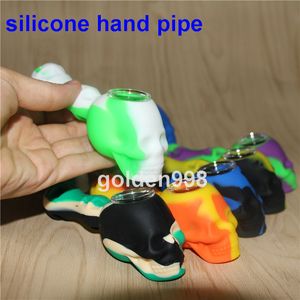 smoking Silicone hand Pipe Mini Oil Burner Pipes Tobacco 4inch Spoon Bubbler Dab Water Smoke Accessories dabber tools