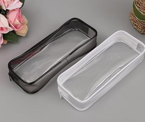 PVC Pencil Bag Zipper Pouch School Students Clear Transparent Waterproof Plastic PVC Storage Box Pen Case Mini Travel Makeup Bags SN2881