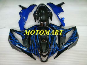 HONDA CBR600RR F5 için motosiklet Fairing kiti 07 08 CBR600 RR CBR 600RR 2007 2008 Mavi alevler siyah kaportalar set + hediyeler HC08