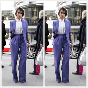 Purple 2 Pieces Mother of the Bride Suits Women Ladies One Button Plus Size Office Tuxedos Formal Work Wear For Wedding