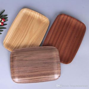 Wholesale handmade wood plates for sale - Group buy Black Walnut Solid Wood Plates Eco friendly Home Kitchen Tool Snack Tray Candy Cake Wooden Food Dishes Handmade Craft Bread Trays BH0396 TQQ