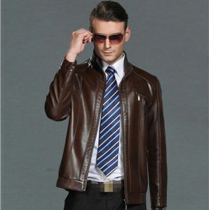 Fabricante de vendas outono inverno jaqueta de couro dos homens cavalheiro colarinho casaco de couro masculino roupas de couro casual preto marrom