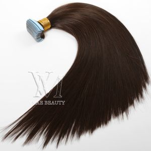 VMAE Double Drawn European Straight 100g Blonde Natural Color blue pink purple 12 to 26 Inch Tape in Hair Extension