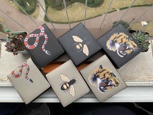 Hög kvalitet man djur kort plånbok läder svart orm tiger bee plånböcker kvinnor lång stil handväska plånbok korthållare med kort presentförpackning