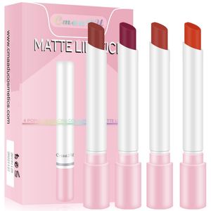 Il più nuovo set di rossetti CmaaDu 4 pezzi Nude Long Lasting Waterproof Matte Lipstick Tube Trucco creativo per labbra rosse