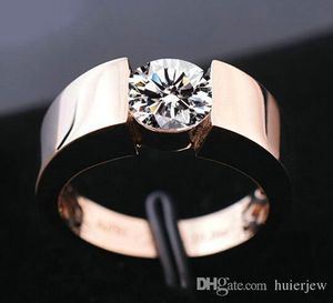 結婚指輪男性女性婚約指輪シルバー18KローズゴールドメッキCZダイヤモンド愛好家男性女性のためのリング