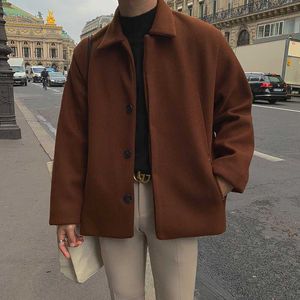 Xiu Luo 2019 Autumn Winter Korean Youth Version Loose Casual Trend Retro Wild Caramel Color Lapel Single-breasted Woolen Coat