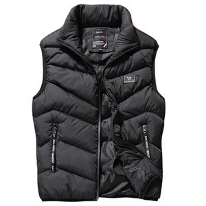 Plus Size M-4XL Winter Jackets Men Vests Sleeveless Vintage Warm Cotton Windproof Bubble Coat Zipper Men Slim Vest With Pockets