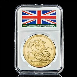 2013 Queen Elizabeth II Craft George Sovereign of UK oz guldpläterad souvenirmynt med PCCB låda