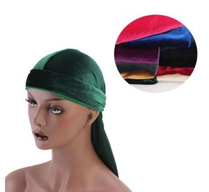 14 Styl Unisex Velvet Duragów Bandana Turban Hat Pirat Caps Wigs Doo Durag Biker Headwear Headband Pirate Hat Akcesoria do włosów GD297