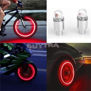 Blå, röd 2st LED-lampa för cykelcykelbil Motorcykelhjulstammen Cap Tire Motion Neon