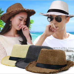 Męskie Słomka Panama Hat Fedora Hat Trilby Hat Jazz Hat UV Ochrona Summer Beach Hat Travel Słówka Słońca