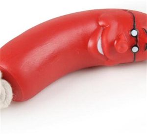 Pet Dog Leksaker Sausage Plaything Banger Gnaw Toy Silikon Högkvalitativ intressant Röd miljövänlig Enkel 2 8dg C1