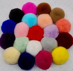 Hej-q pompon boll fluffig pompom rex kanin päls hantverk diy multi color 8cm mjuka hår tillbehör gr109