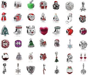 Fit Pandora Charm Bransoletka Boże Narodzenie Seria Europejskie Charms Big Hole Srebrne Koraliki DIY Łańcuch Snake Dla Kobiet Bangle Naszyjnik Biżuteria Boże Narodzenie