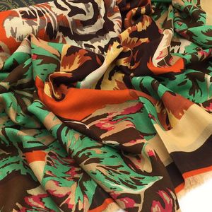 Wholesale- new good quality 50% silk 50% wool material print floral tiger pattern square scarves for women size 130cm - 130cm