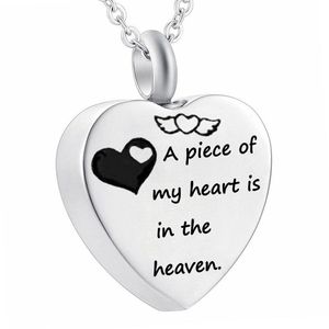 En bit av mitt hjärta är i himlen - hjärta/rund pendell inledande halsband askhållare urn halsband kremation minnes smycken smycken