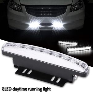 2pcs / lot 8 LED Gündüz Farı Otomobil DRL Sis Sürücü Daylight Far Otomatik Beyaz Su geçirmez Lamba