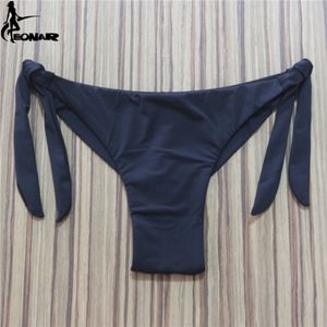 2020 Sexy Solid Thong Bikini Brazilian Cut Swimwear Women Bottom Adjustable Briefs Swimsuit Panties Underwear Thong Bathing Suit