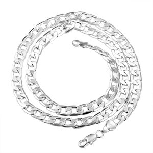 Горячие продажи 925 стерлингового серебра 925 мужчин / женщины 8 мм 1 + 1 фигаро цепные ожерелья мода костюм ожерелья украшения