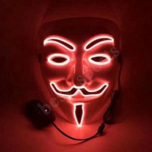 Großhandel 10 Farbe V für Vendetta Masken LED Glow Mask Mascara Luminosa Halloween Maske Party Masquerade Tanz dekorierte Glühmaske