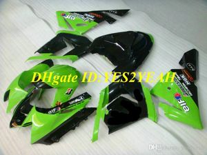 Custom Motorcycle Fairing Kit för Kawasaki Ninja ZX10R 04 05 ZX 10R 2004 2005 ABS Plast Green Black Fairings Set + Presenter KM13