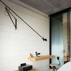 lampada da parete a led lunga braccio oscillante luci bianche nere per la casa regolabile moderna applique industriale vintage E27 camera da letto foyer