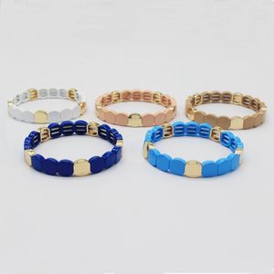 Handmade Enamel Rainbow Honeycomb Tile Bracelet Colorful Painted Metal Cuff Bracelet Friendship Street Photography Bangles Dropship