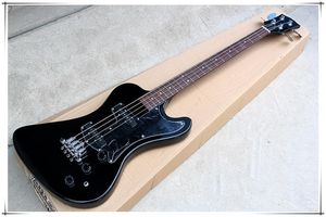 Fabriksanpassad svart kropp 20 Frets 4-String Electric Bass med krom Hårdvara, svart pickguard, kan anpassas