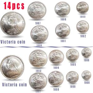 14 stücke Großbritannien Souverän Full Set Messingkopie Münze Königin Victoria Münzen Dekoration Kunst Sammlung