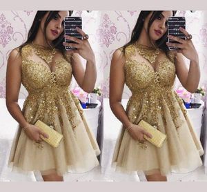 Sexy Plus Size Short Prom Dresses Sheer High Neck Lace Applique Crystal Party Dress For Girls Special Occasion Evening Gowns Homecoming